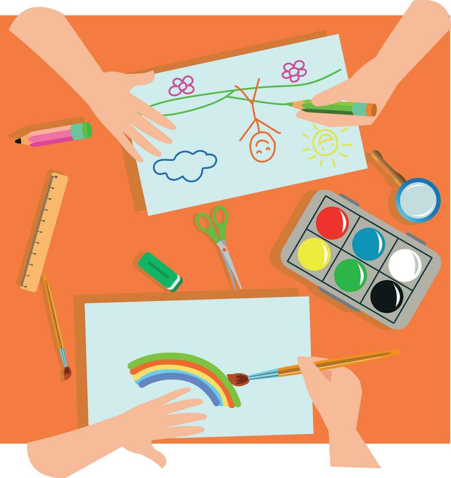 Set of different types handmade crafts. Painting, origami, candles making vector