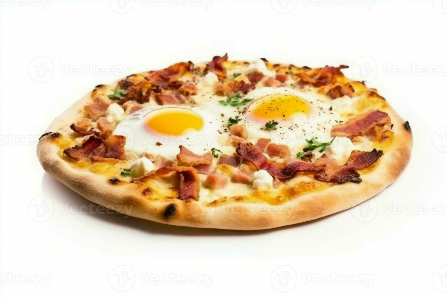 Pizza fried egg snack. Generate Ai photo