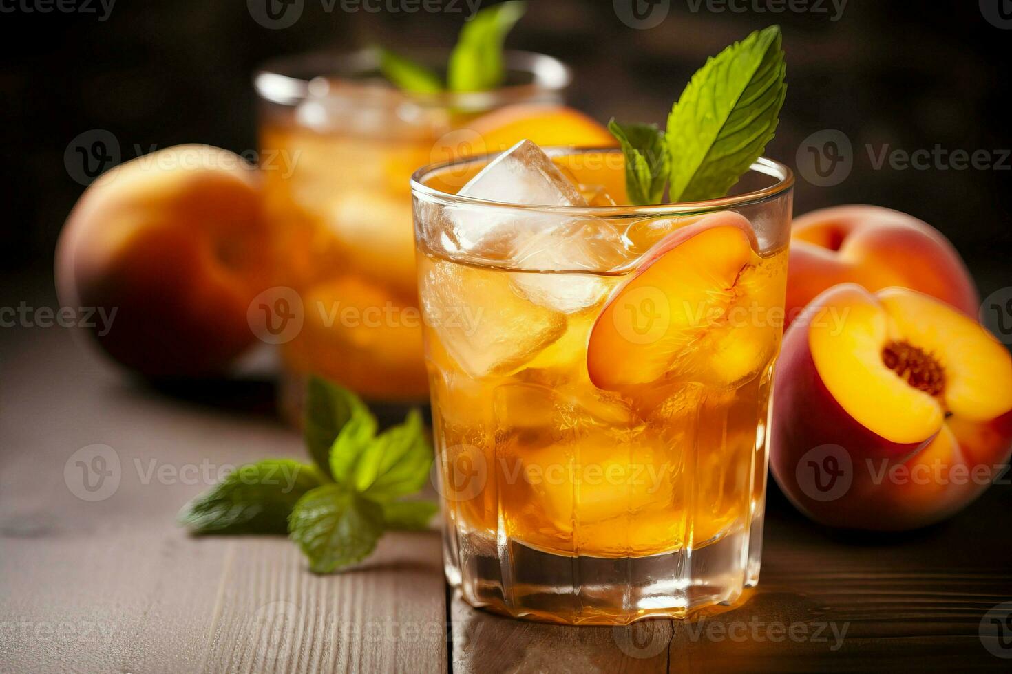 Peach iced tea. Generate Ai photo