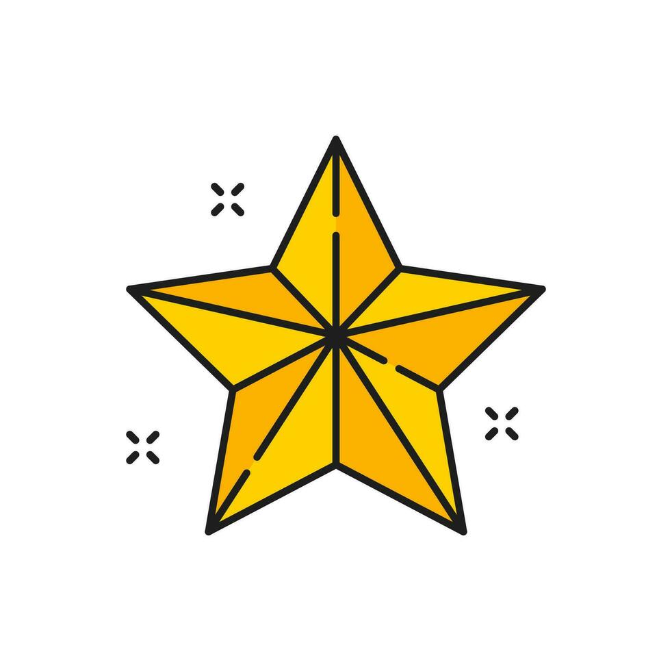Shining gold star, Christmas toy line icon vector