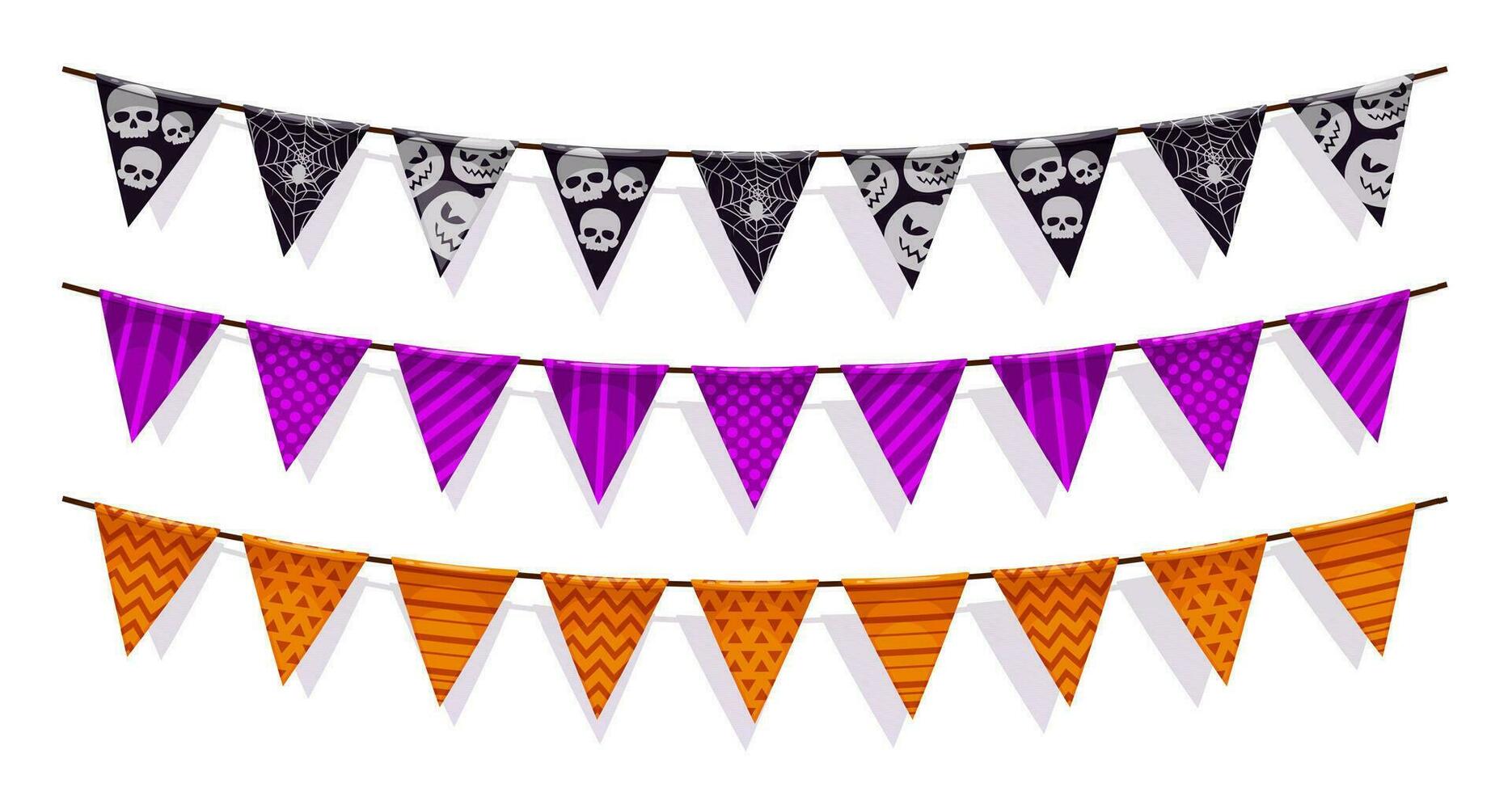 Halloween garland pennants with scary ornaments vector