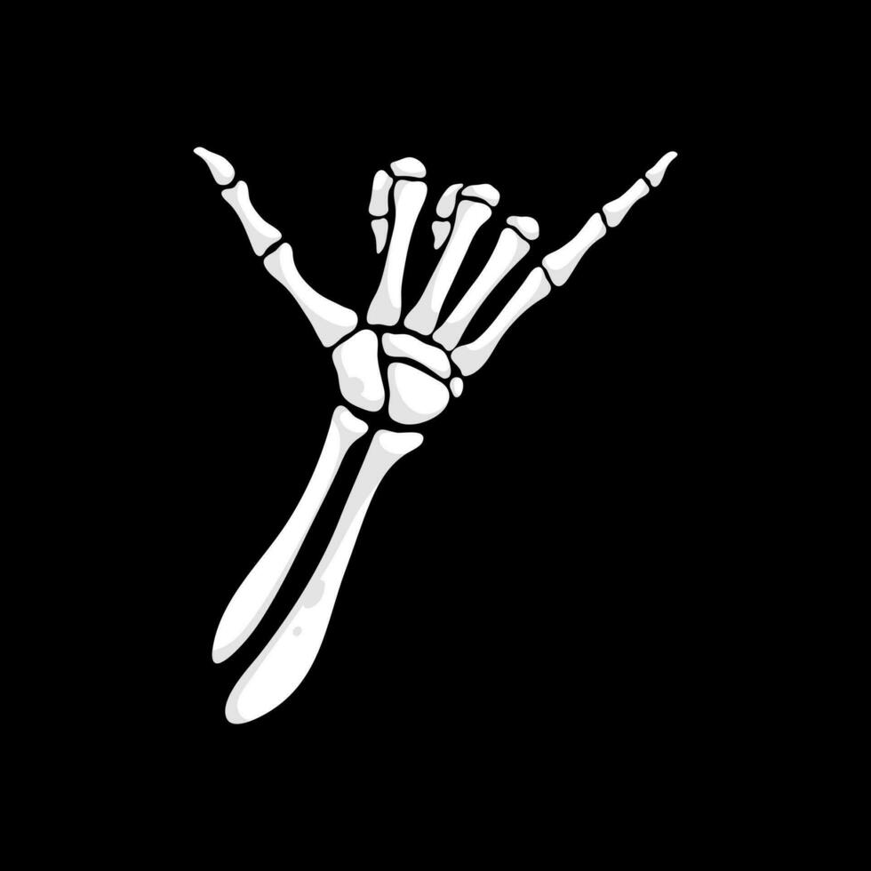 Skeleton hand hang loose, surf or shaka gesture vector