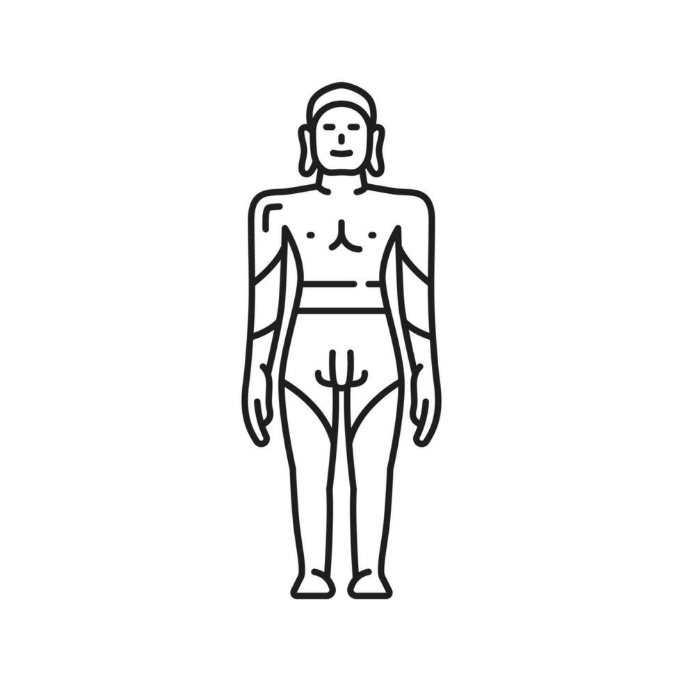 Jainism religion symbol, Bahubali statue icon vector