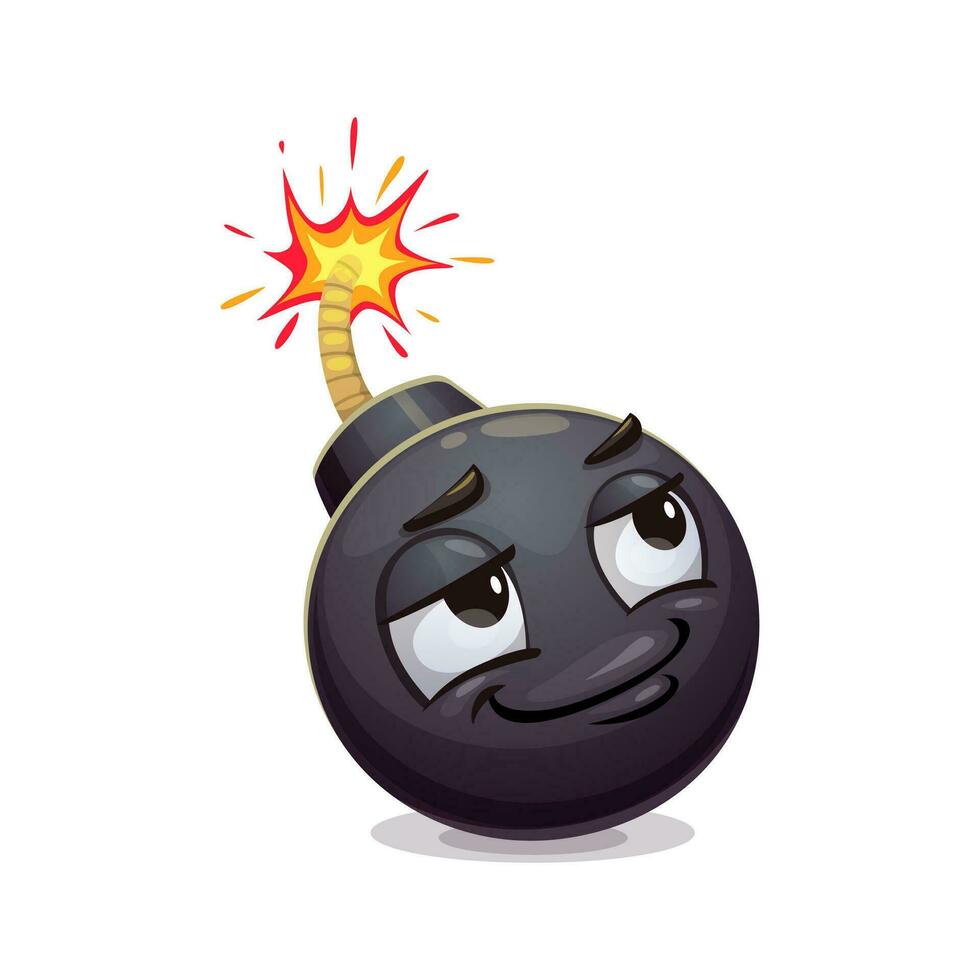 Cartoon bomb character with a dreamy expression vector