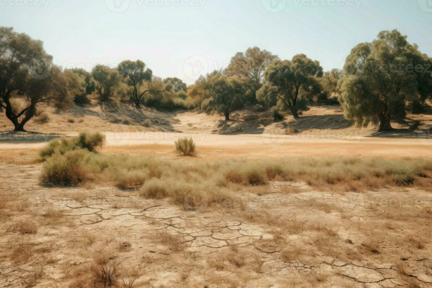 herboso prado lozano árbol verano. generar ai foto