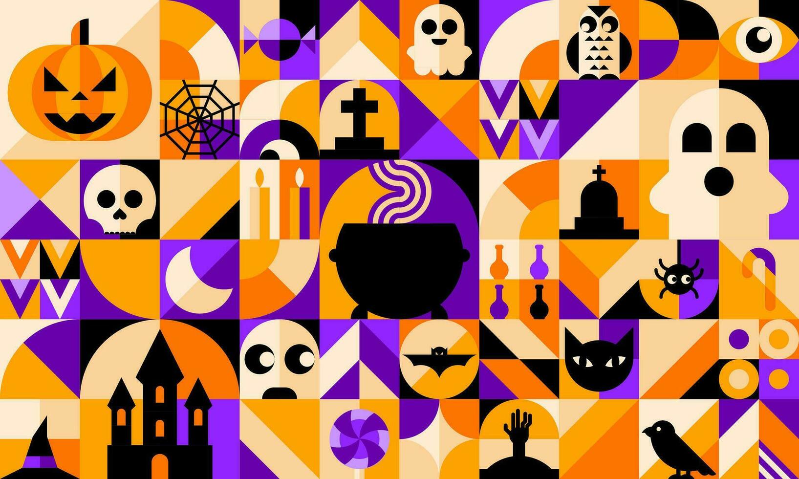 Bauhaus Halloween geometric pattern background vector