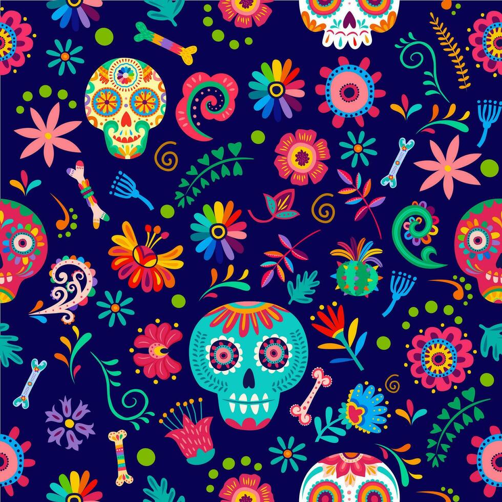 Dia de los muertos day of dead seamless pattern vector