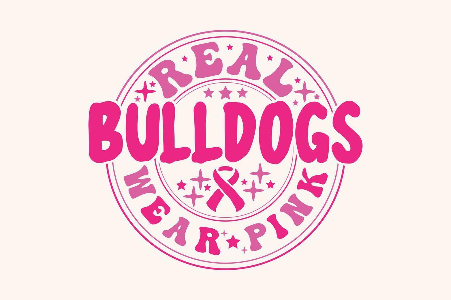 Real Bulldogs Wear Pink Breast Cancer EPS t-shirt Design vector