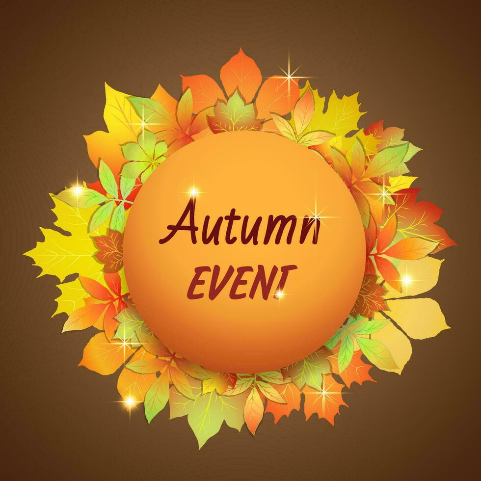 Card with bright autumn leaves for events and sales vector