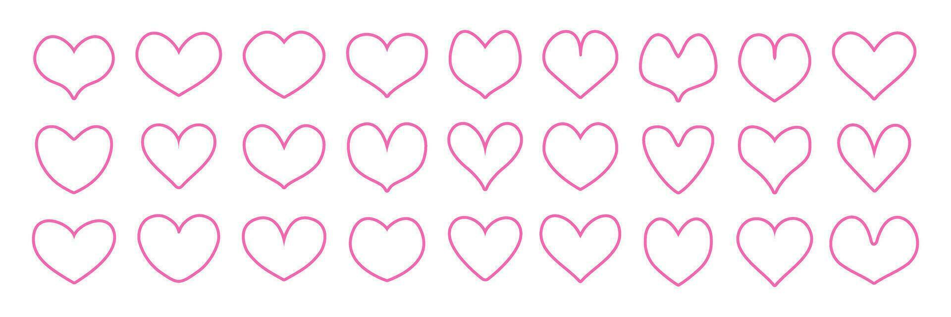 rosado línea corazones conjunto vector ilustración aislado