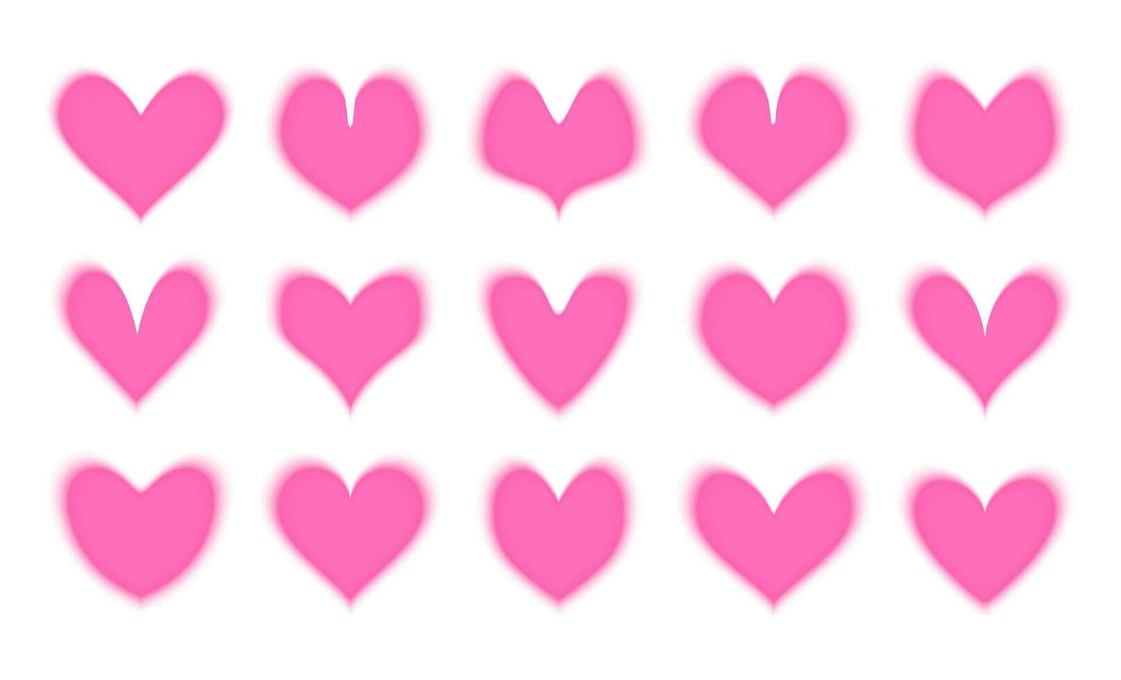 Pink blurred hearts set vector illustration isolated