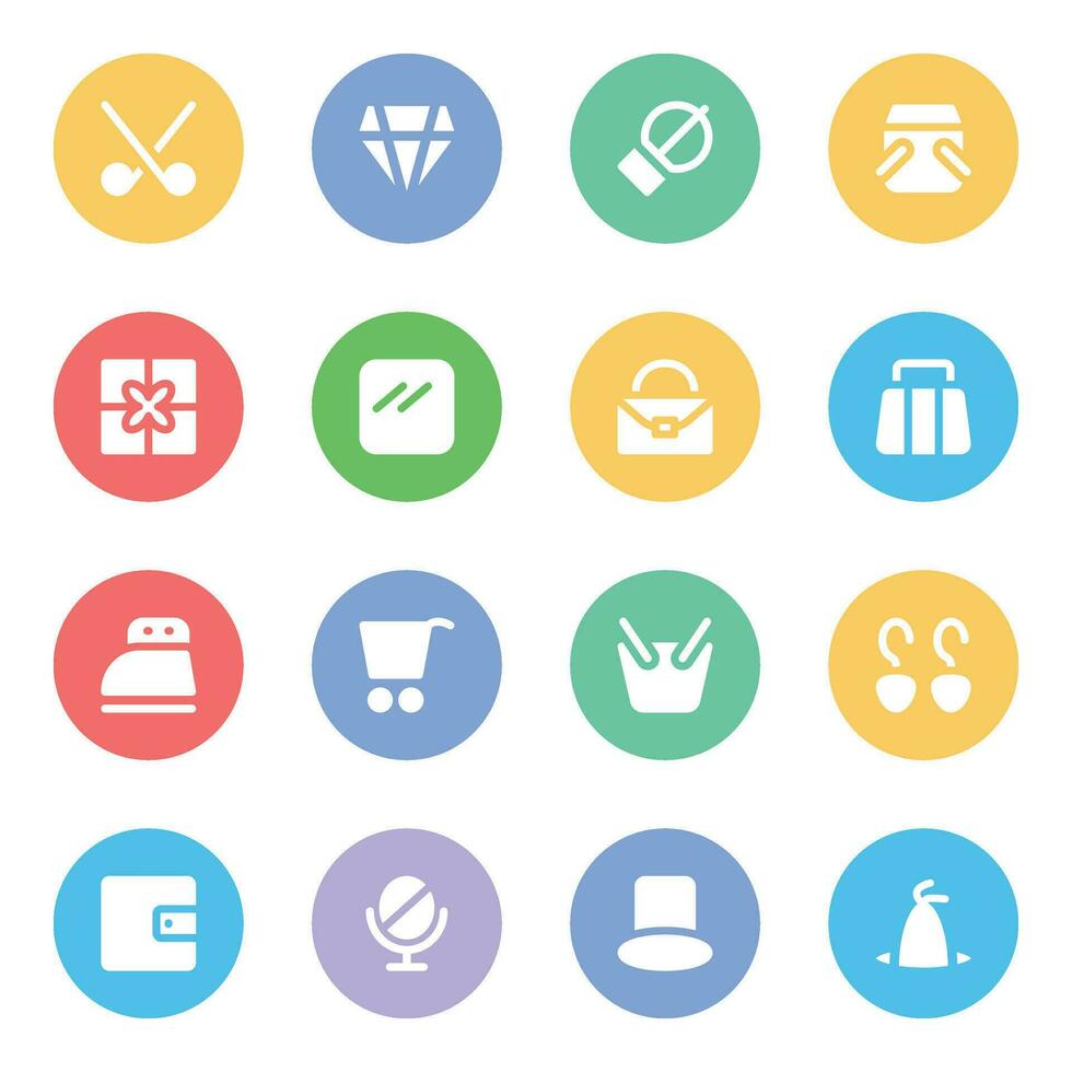 Trendy Flat Icons of Shopping and Commerce vector
