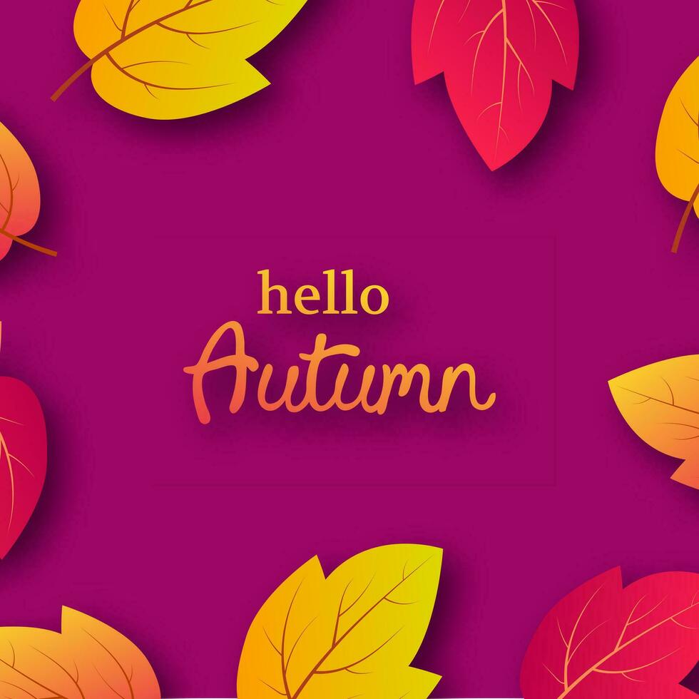 Autumn background with maple yellow leaves and place for text.  Card design for fall season banner or poster. Vector illustration