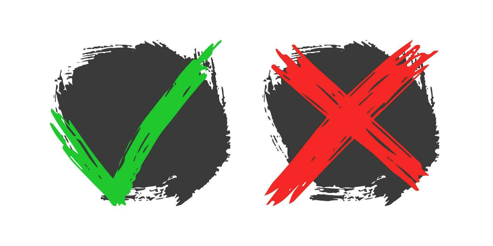Hand drawn check and cross sign elements vector