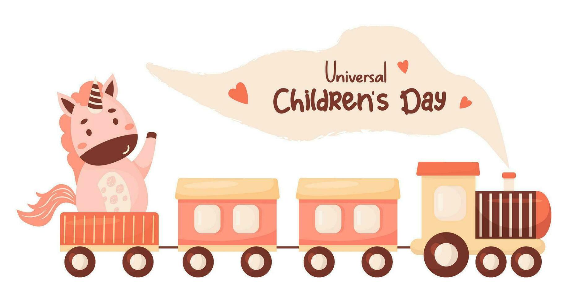 niños juguete tren con linda unicornio. universal para niños día. festivo vector ilustración. niños colección