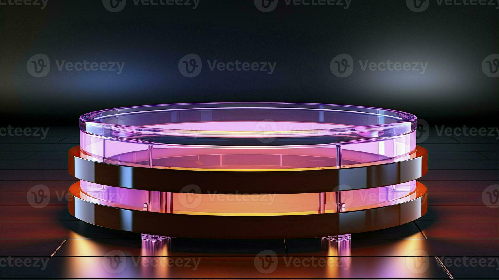 neon podium in bright psychedelic colors with backlighting. in y2k style. AI Generated photo