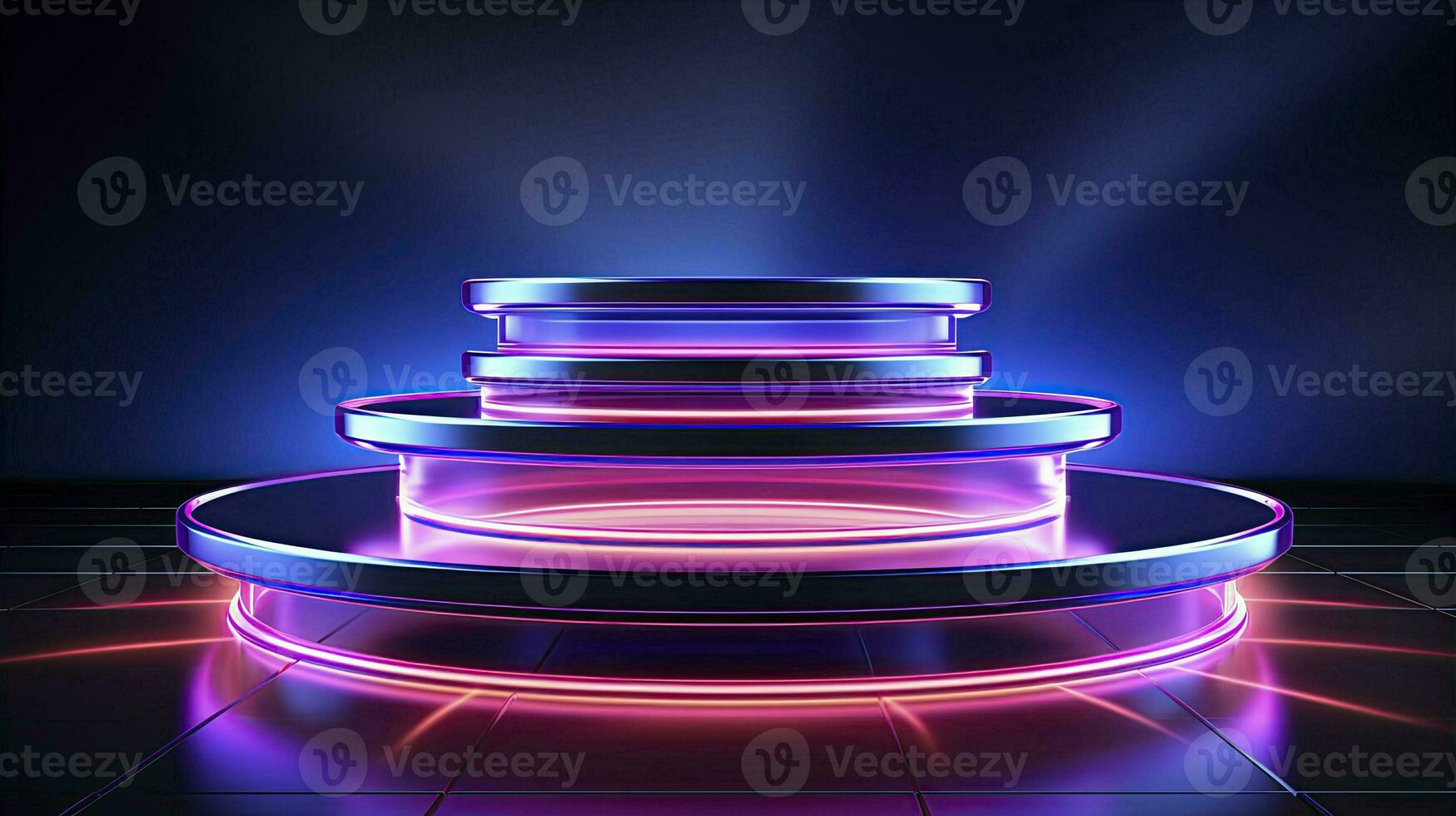 neon podium in bright psychedelic colors with backlighting. in y2k style. AI Generated photo