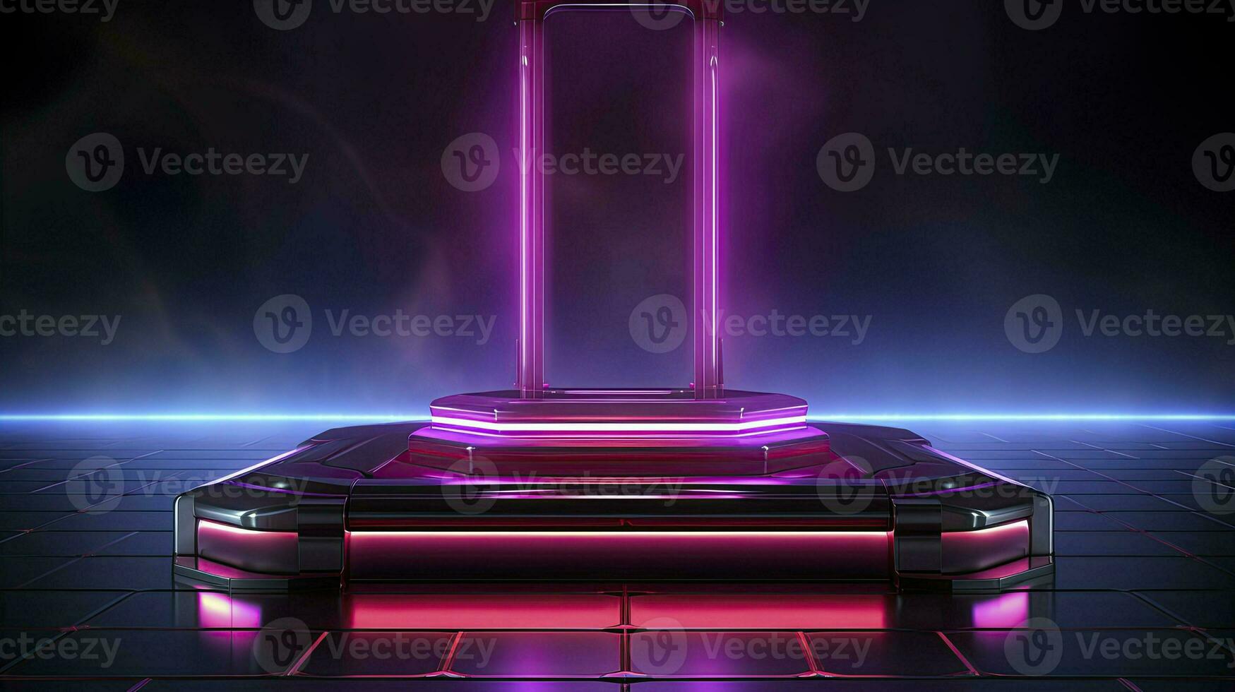 neon podium in bright psychedelic colors with backlighting. in y2k style. AI Generated photo