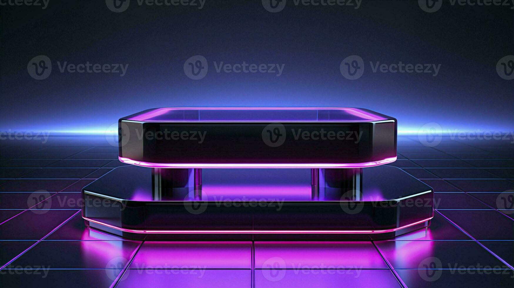 neon podium in bright psychedelic colors with backlighting. in y2k style. AI Generated photo