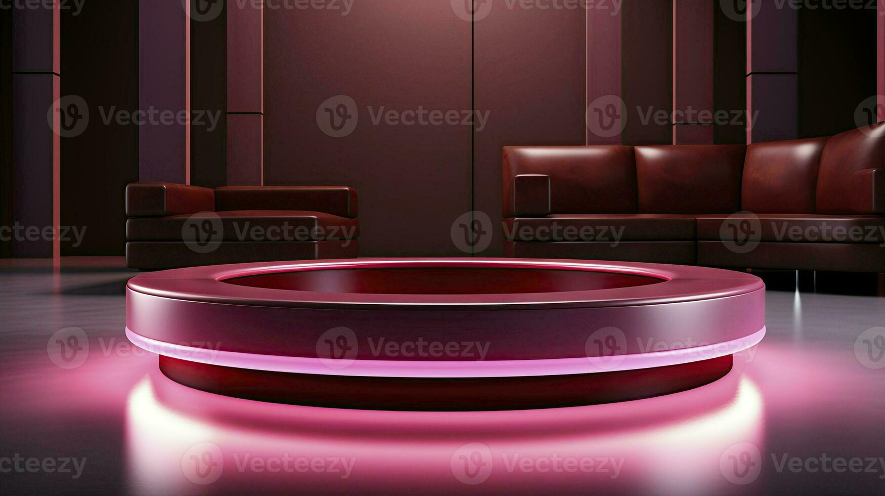 neon podium in bright psychedelic colors with backlighting. in y2k style. AI Generated photo