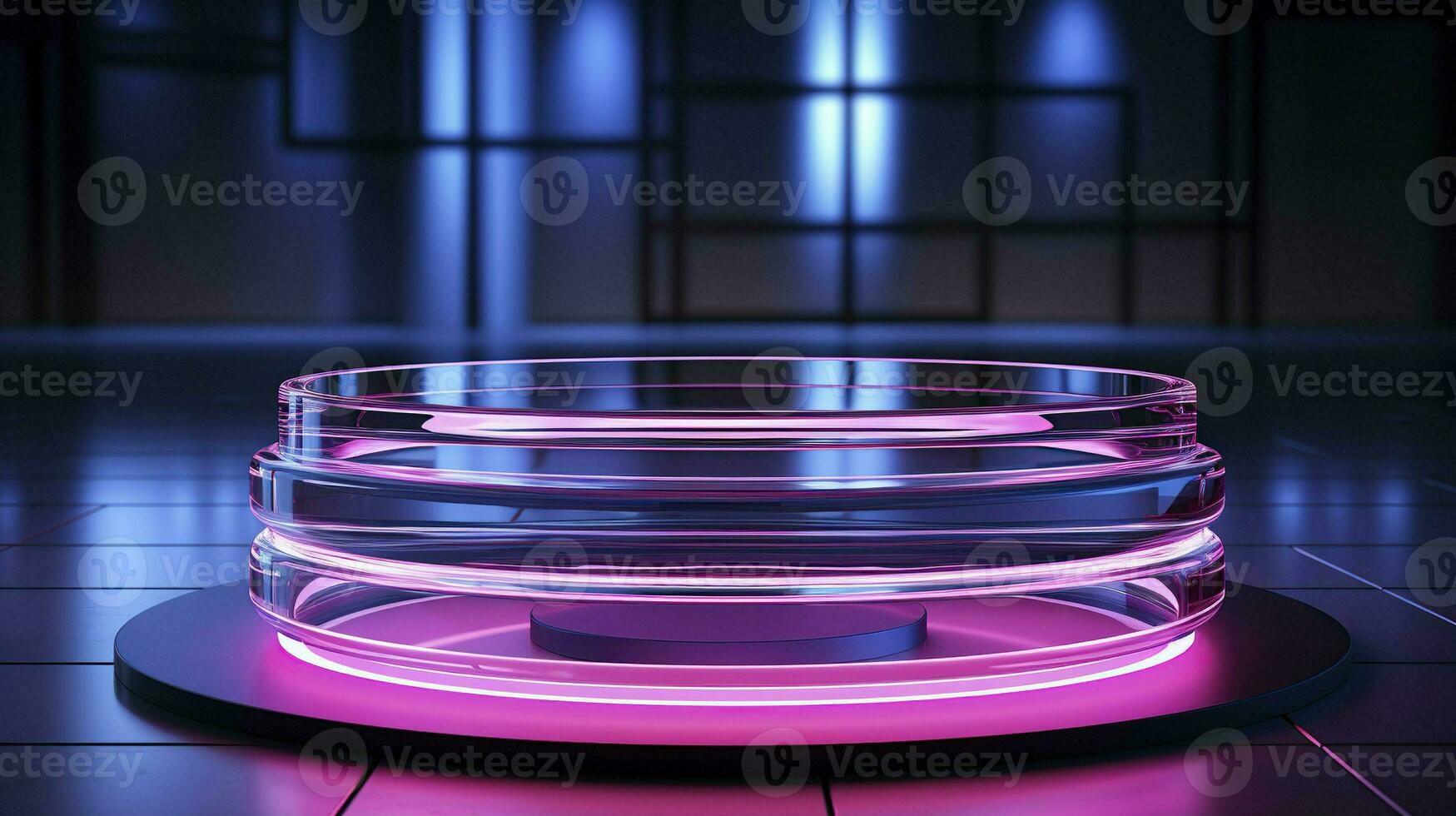 neon podium in bright psychedelic colors with backlighting. in y2k style. AI Generated photo