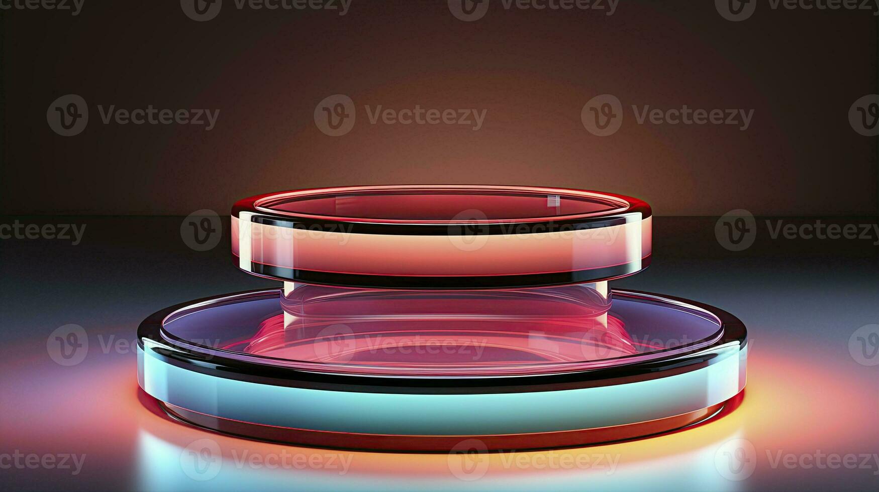 neon podium in bright psychedelic colors with backlighting. in y2k style. AI Generated photo