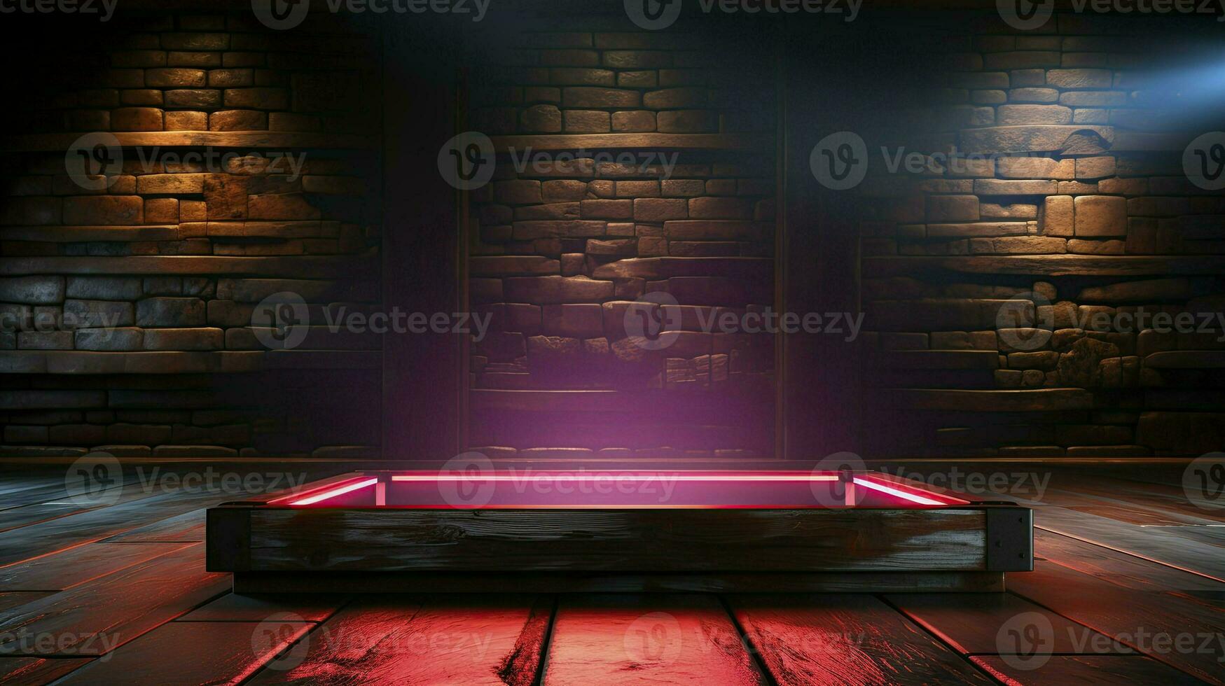 neon podium in bright psychedelic colors with backlighting. in y2k style. AI Generated photo