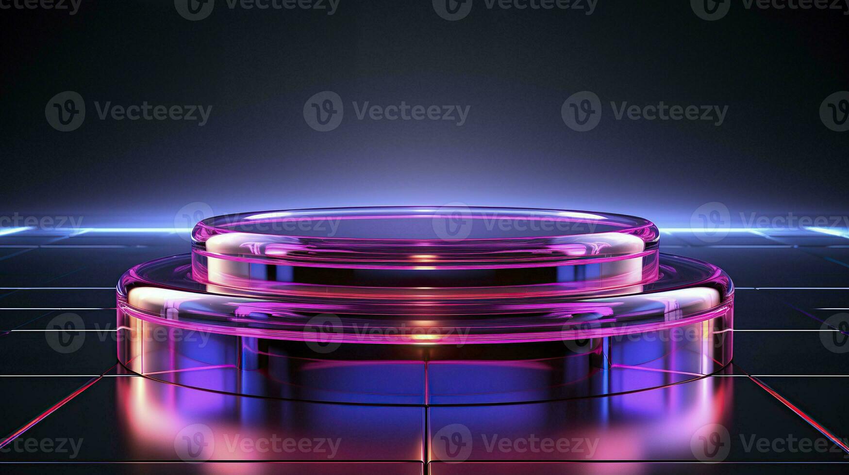 neon podium in bright psychedelic colors with backlighting. in y2k style. AI Generated photo