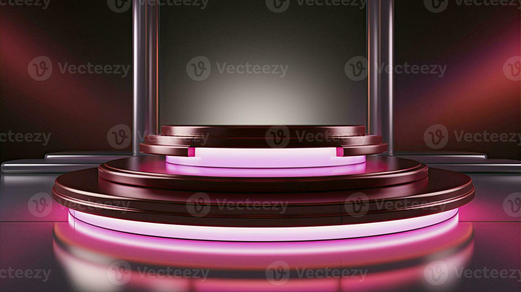 neon podium in bright psychedelic colors with backlighting. in y2k style. AI Generated photo