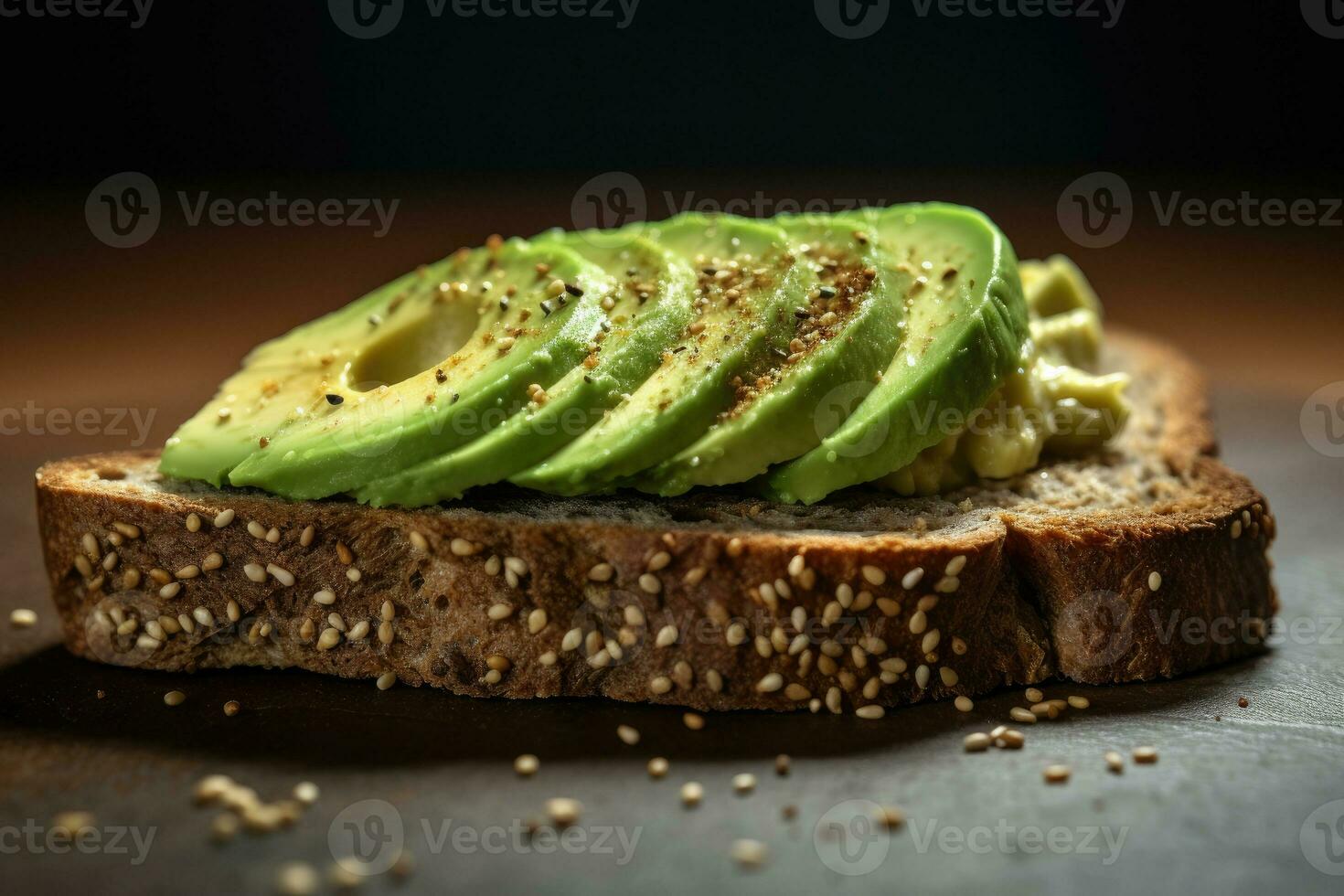 rebanado aguacate brindis con sésamo semillas en eso generativo ai foto