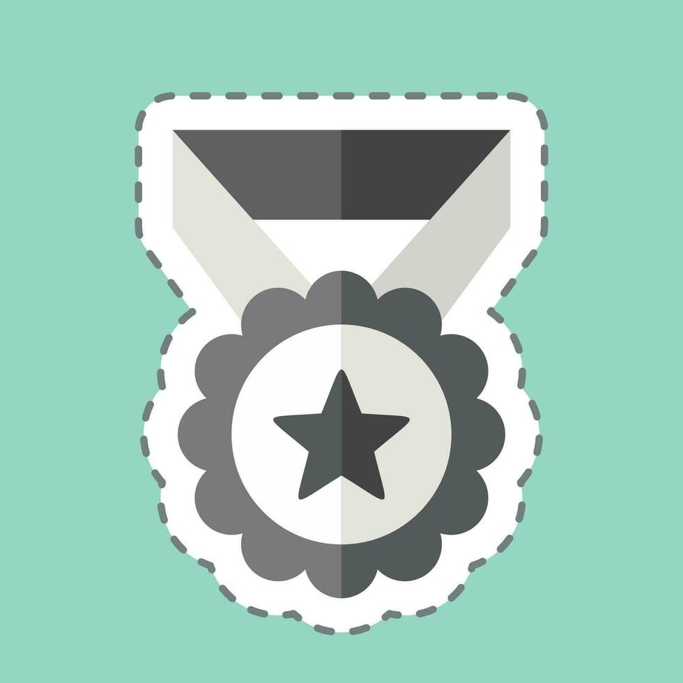 Sticker line cut Medal 2. related to Award symbol. simple design editable. simple illustration vector