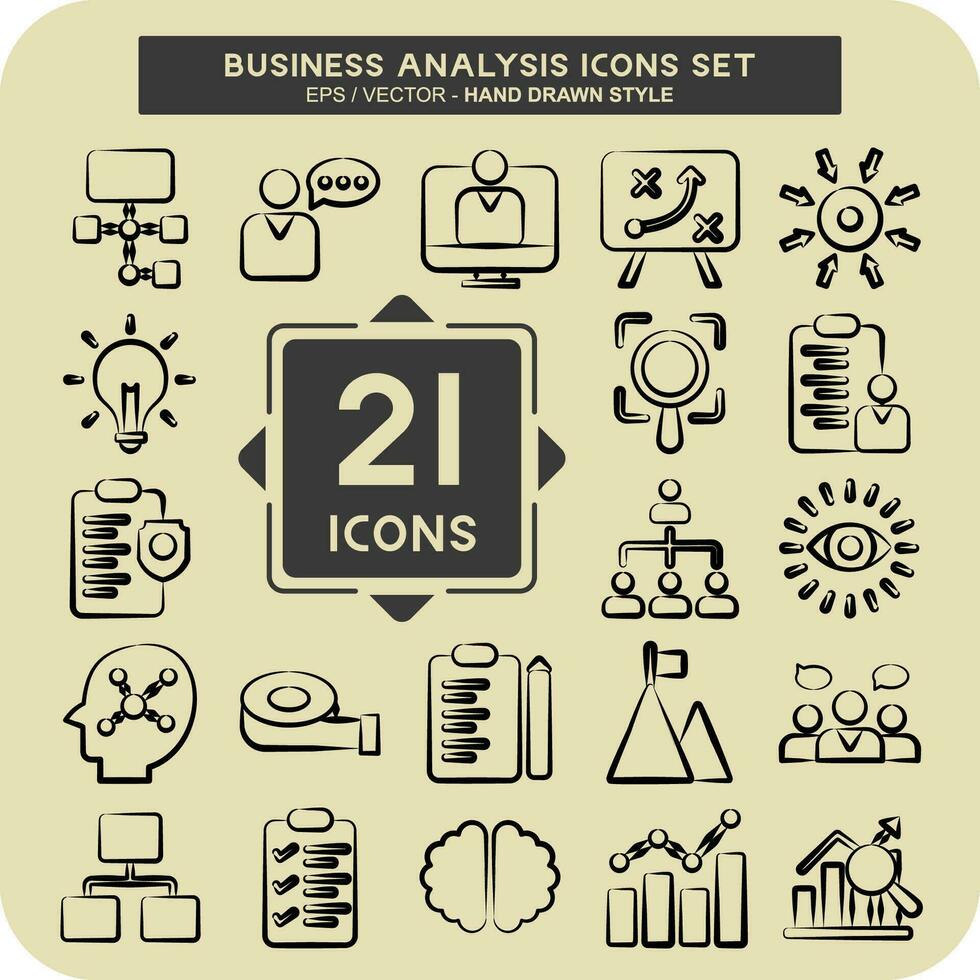 Icon Set Business Analysis. related to Business symbol. hand drawn style simple design editable. simple illustration vector
