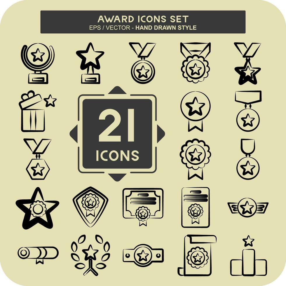 Icon Set Award. related to Award symbol. hand drawn style. simple design editable. simple illustration vector
