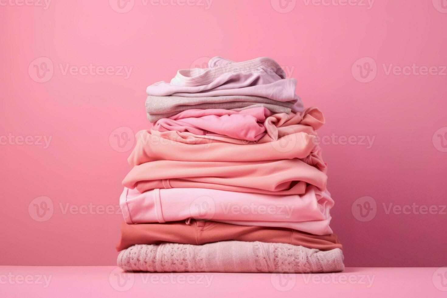 Stack pink clothes things. Generate Ai photo