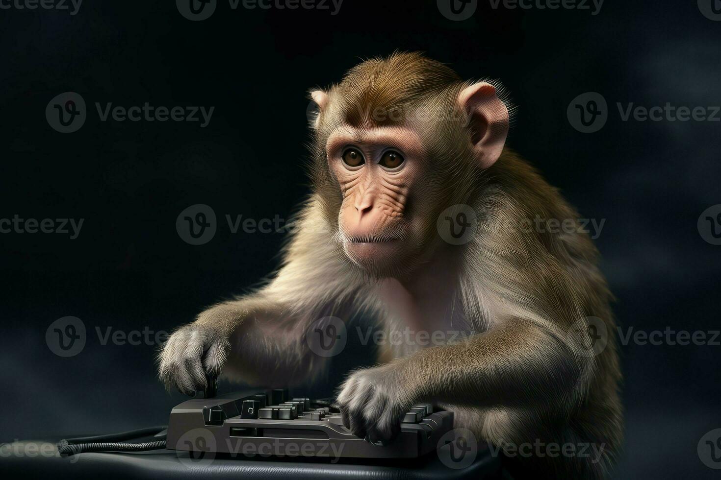 Monkey mixing music dance. Generate Ai photo