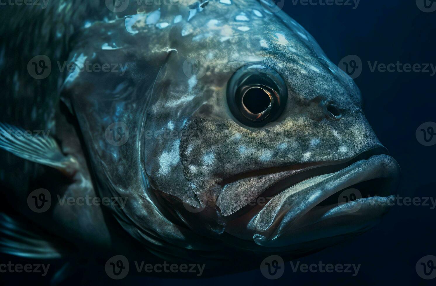 Fish underwater swim closeup. Generate Ai photo