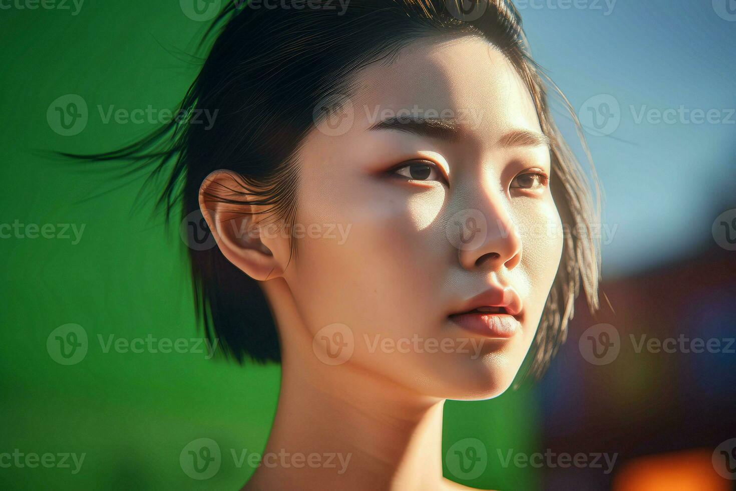 Chinese woman face. Generate Ai photo