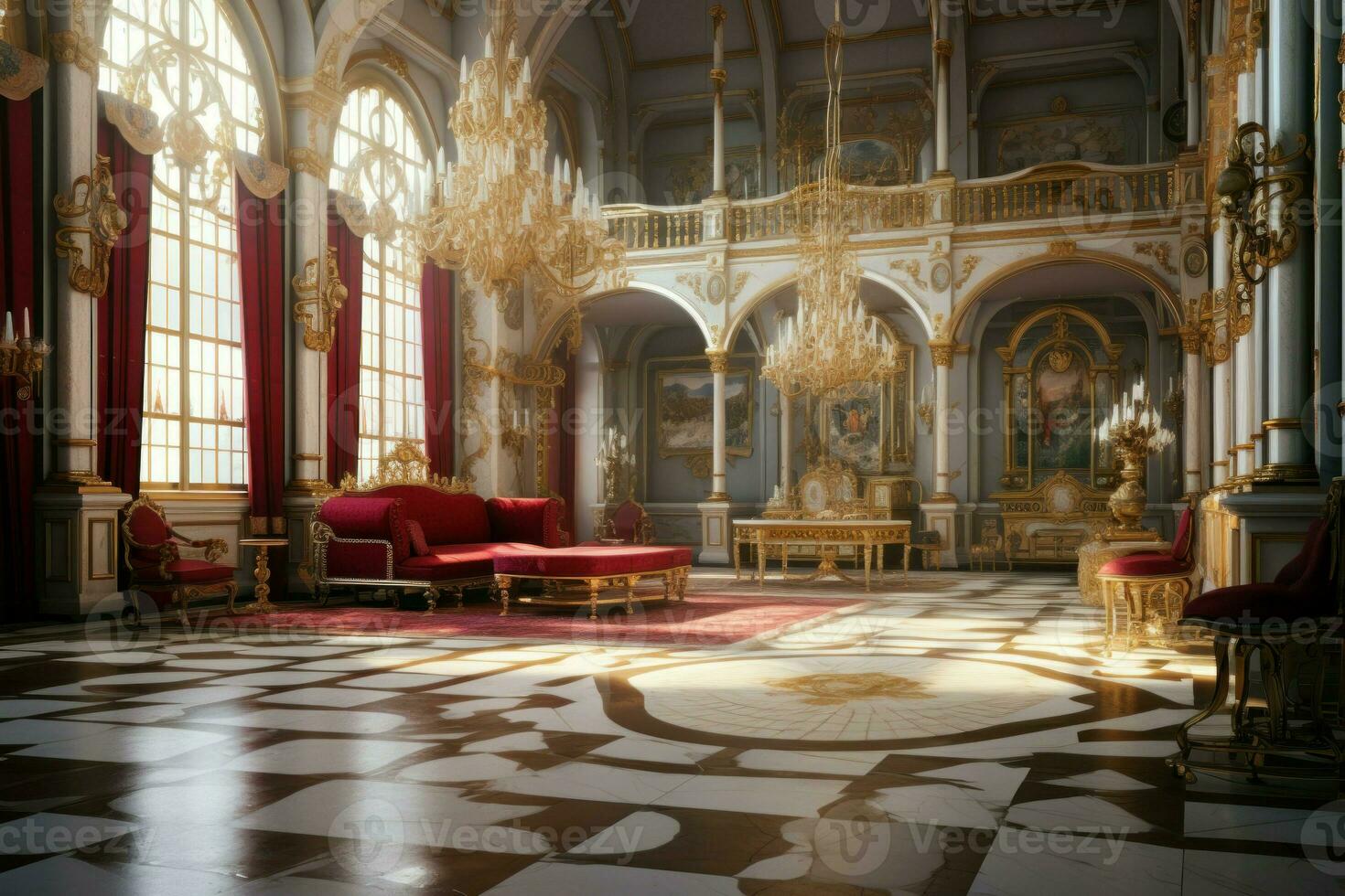 Lavish baroque interior. Generate Ai photo