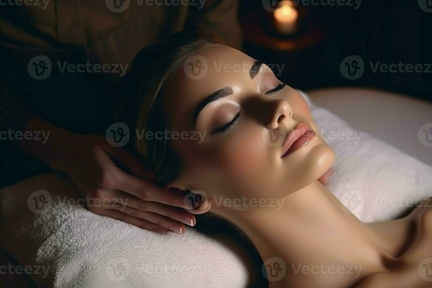 Young woman relax spa massage. Generate Ai photo