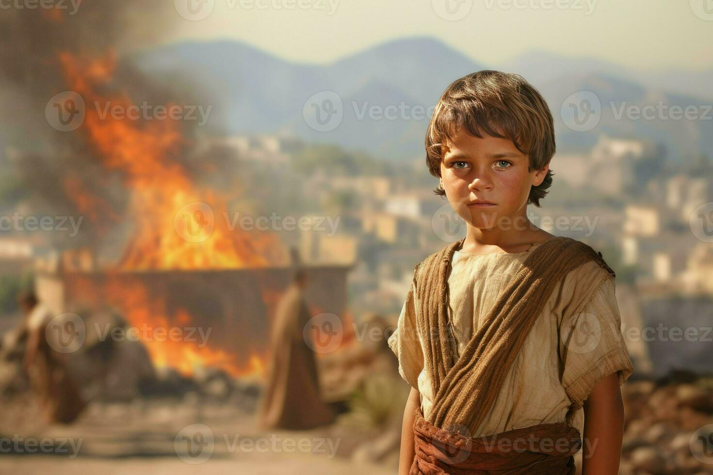 Resilient Ancient greek child boy. Generate Ai photo