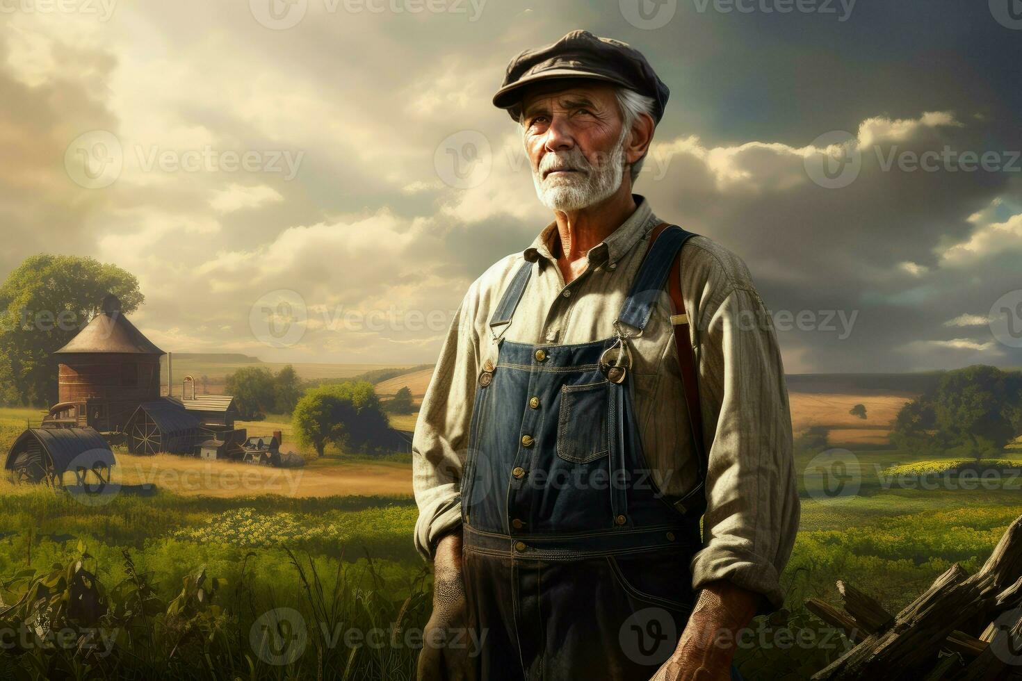 Hardworking American farmer. Generate Ai photo