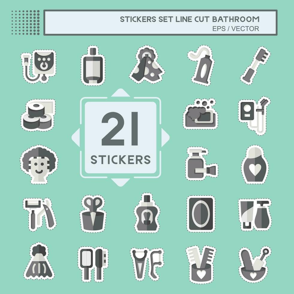 Sticker line cut Set Bathroom. related to Clinic symbol. simple design editable. simple illustration vector
