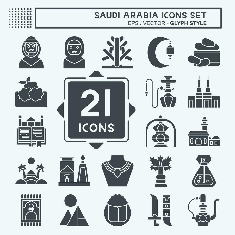 Icon Set Saudi Arabia. related to Islamic symbol. glyph style. simple design editable. simple illustration vector
