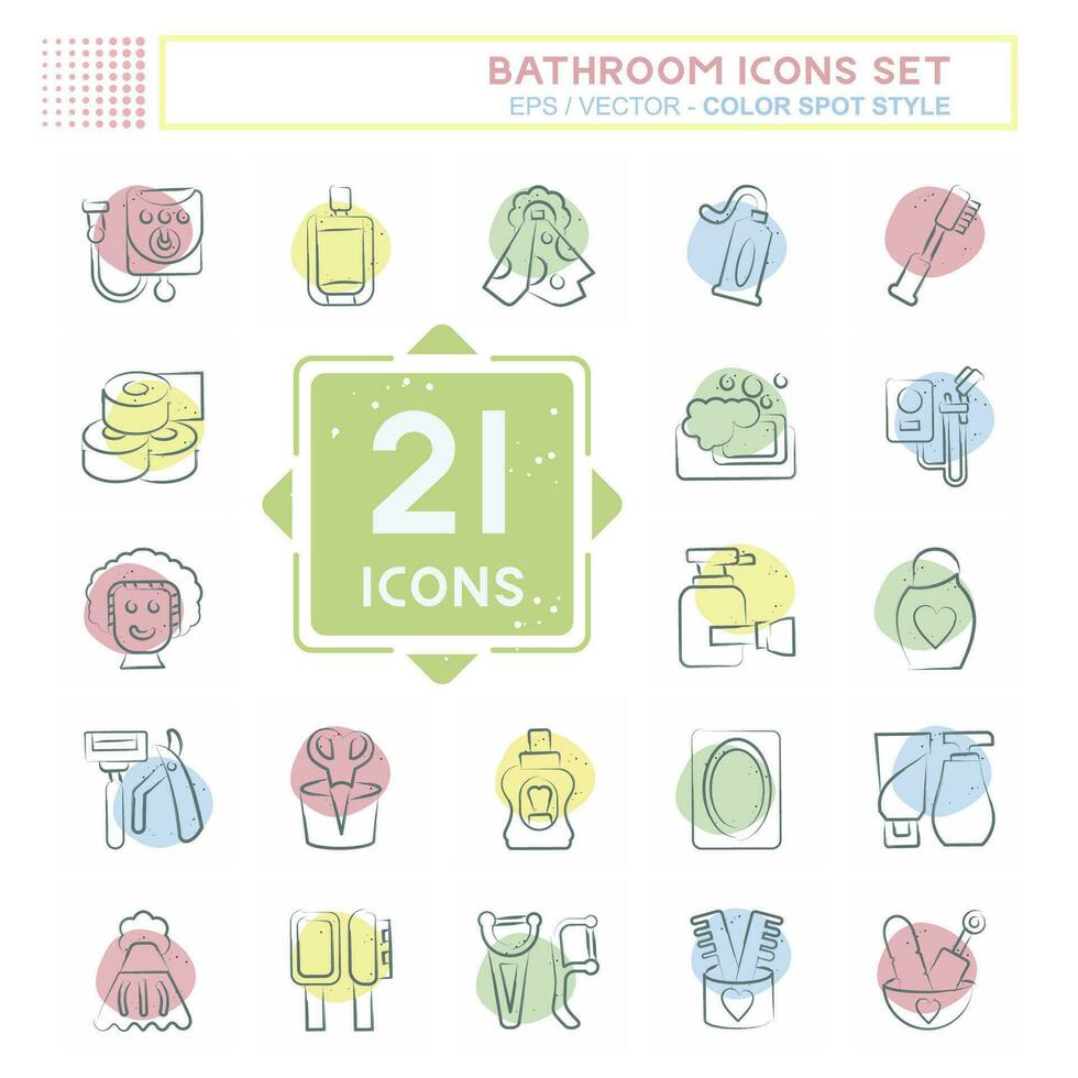 Icon Set Bathroom. related to Clinic symbol. Color Spot Style. simple design editable. simple illustration vector