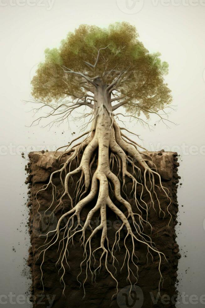 Section soil park tree root banner. Generate Ai photo