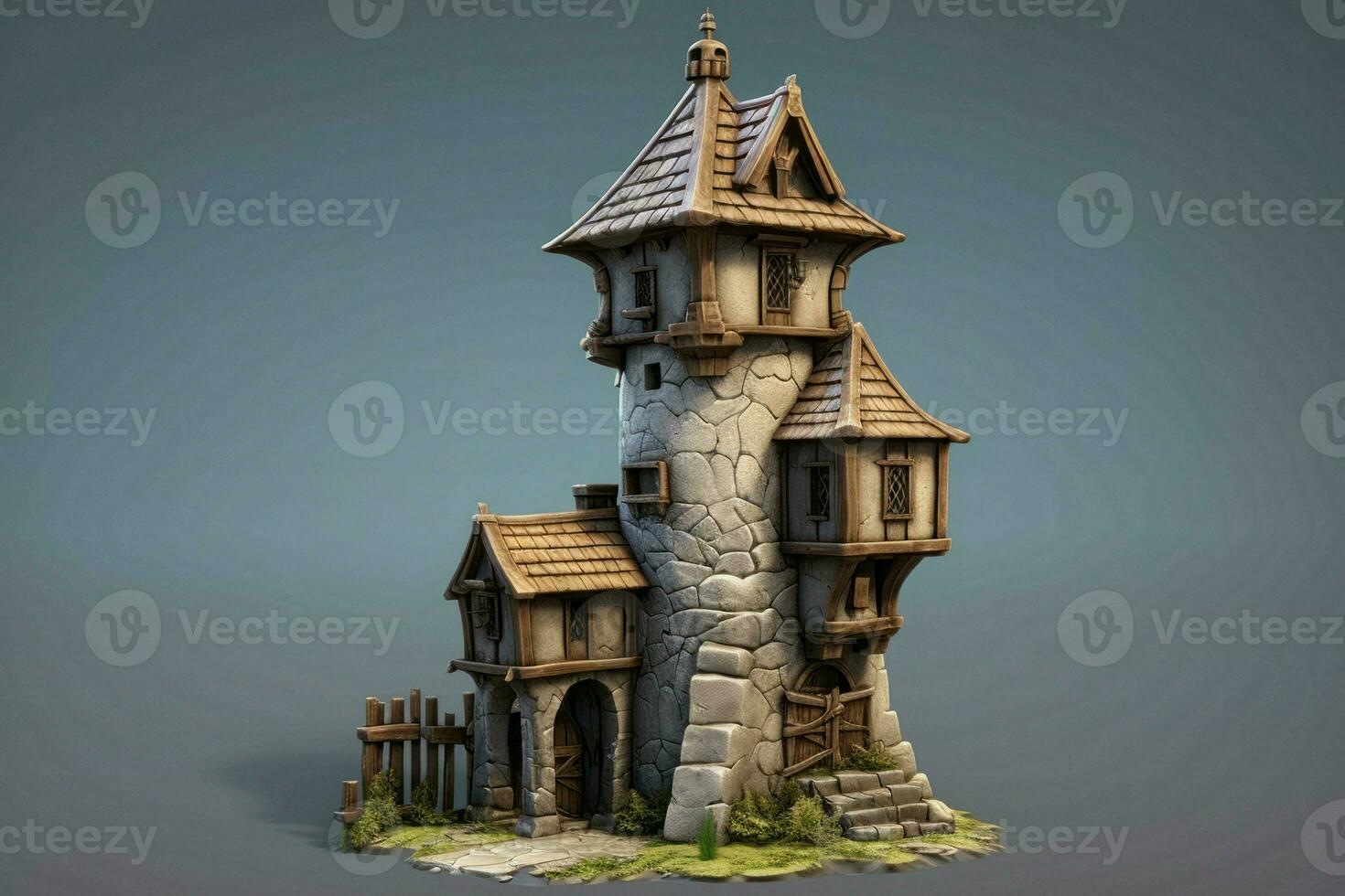 Medieval guard tower landscape. Generate Ai photo