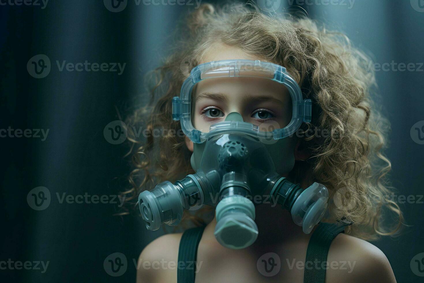 Kid wearing nebulizer. Generate Ai photo