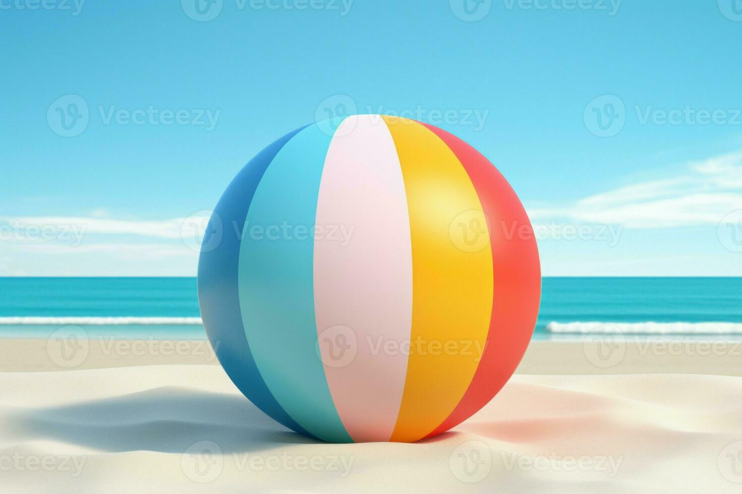 Summery Beach ball background. Generate Ai photo