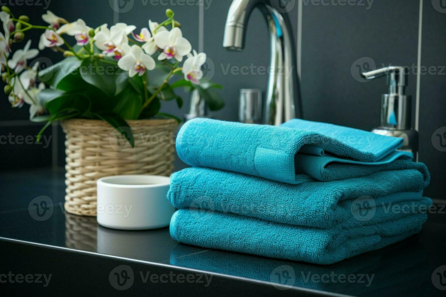 Inviting Modern bathroom morning. Generate Ai 28638649 Stock Photo at
