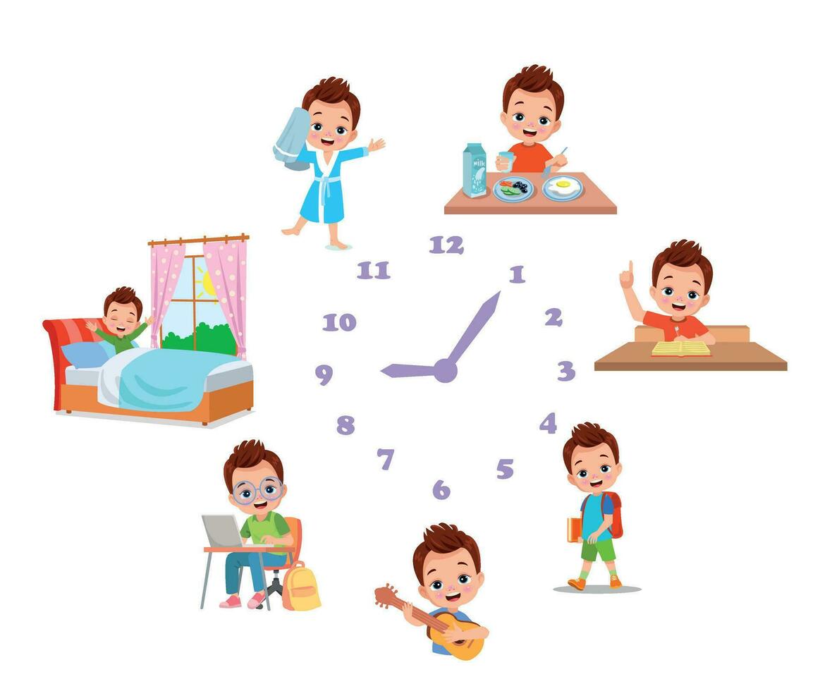 Cartoon Kid Daily Routine Activities Set 28638676 Vector Art At Vecteezy daily-actions-daily-routines-daily-activities-online-worksheet-for